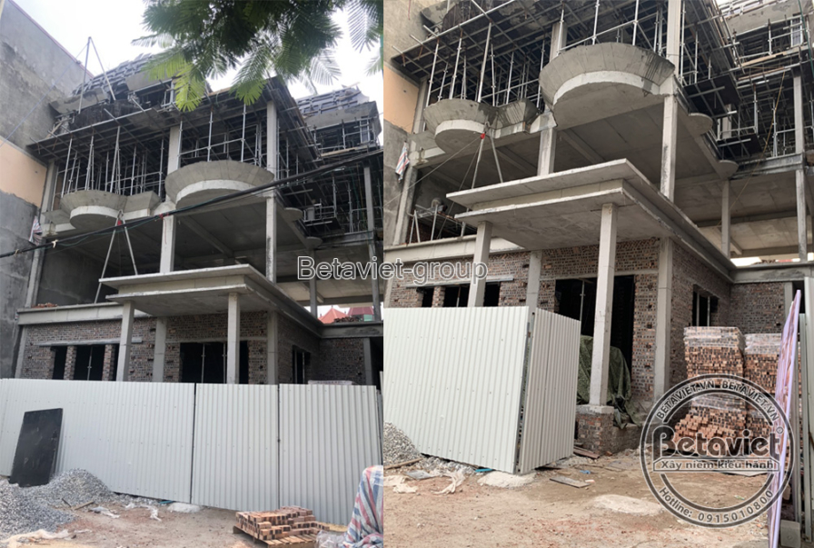 Thi công biệt thự 3 tầng tân cổ điển TC21097, giai đoạn thi công phần thô – mặt ngoài công trình (3)