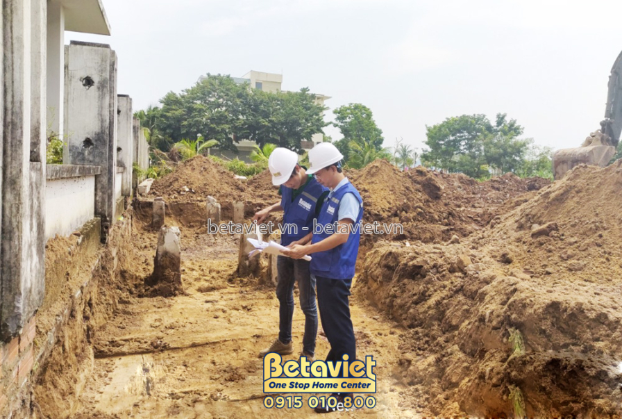 Thi công biệt thự 3 tầng hiện đại TC22049, giai đoạn khởi công – ảnh thi công thực tế