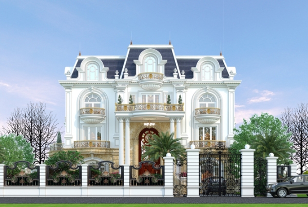Kiến trúc biệt thự tân cổ điển 4 tầng 1000m2 tại Nghệ An KT20158