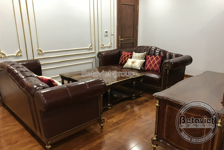 Thi công biệt thự TC24903, giai đoạn lắp đặt hoàn thiện – phòng khách