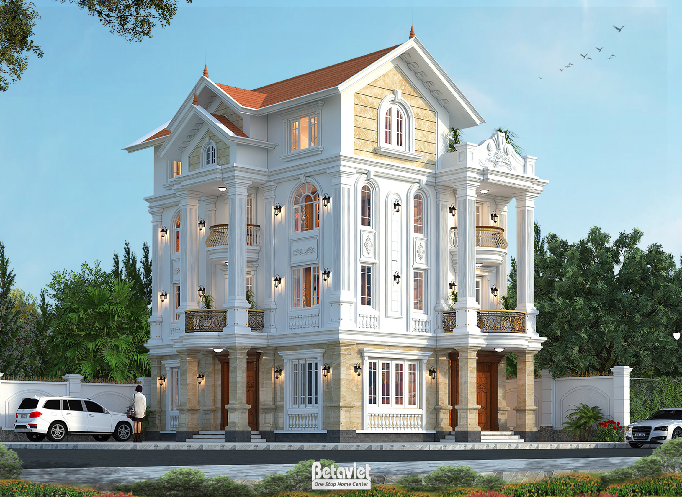 Mẫu biệt thự 4 tầng kiểu Pháp tân cổ điển 450m2 tại Hà Nội KT20166