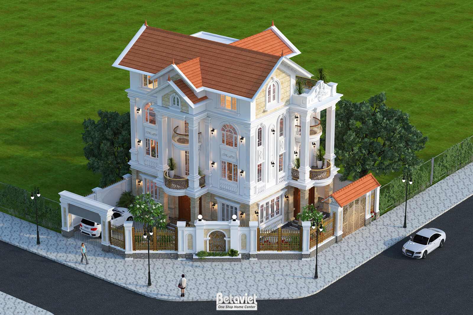 Biệt thự 4 tầng kiểu Pháp KT20166 – phối cảnh mặt tiền (4)