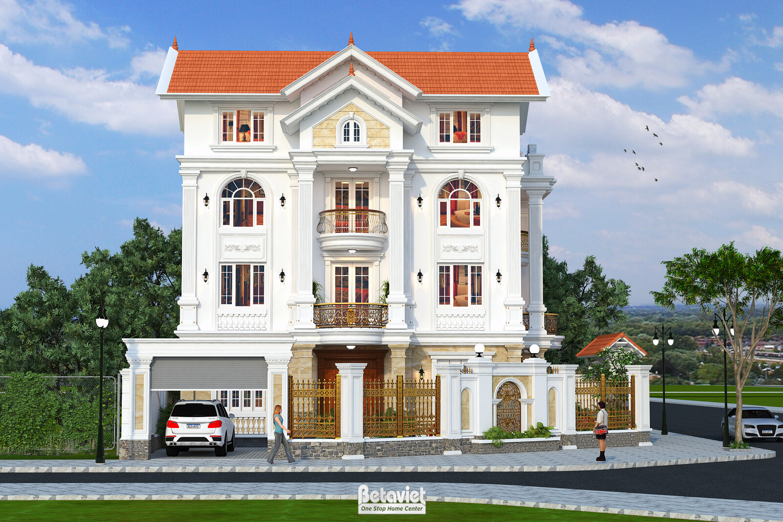 Biệt thự 4 tầng kiểu Pháp KT20166 – phối cảnh mặt tiền (3)