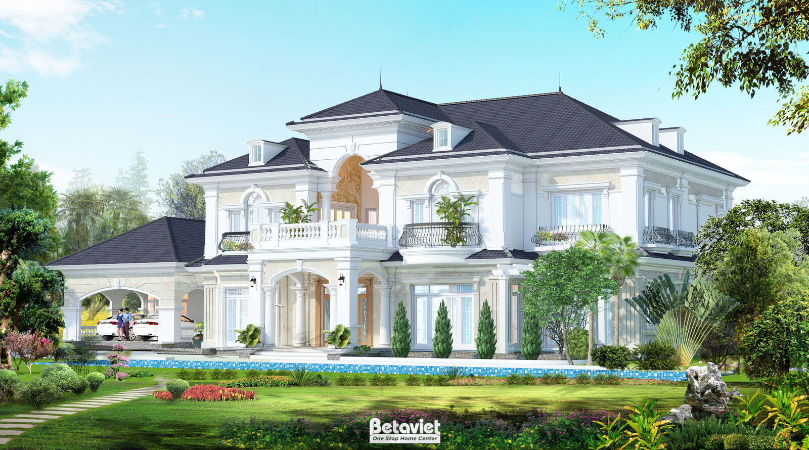 Biệt thự 2 tầng tân cổ điển KT17012 – phối cảnh mặt tiền (3)