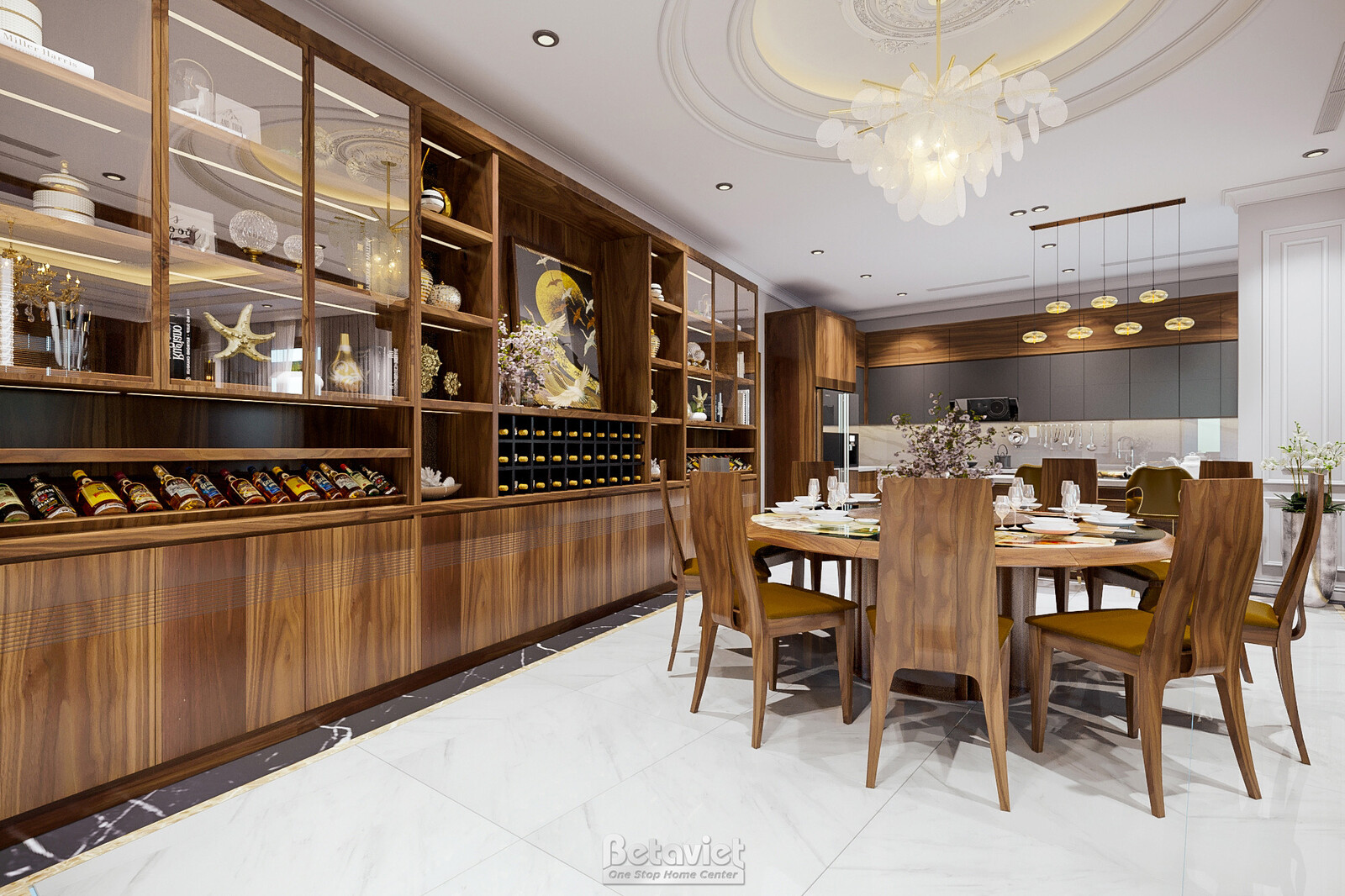 Nội thất phòng ăn biệt thự tân cổ điển KT20084 – góc nhìn 2