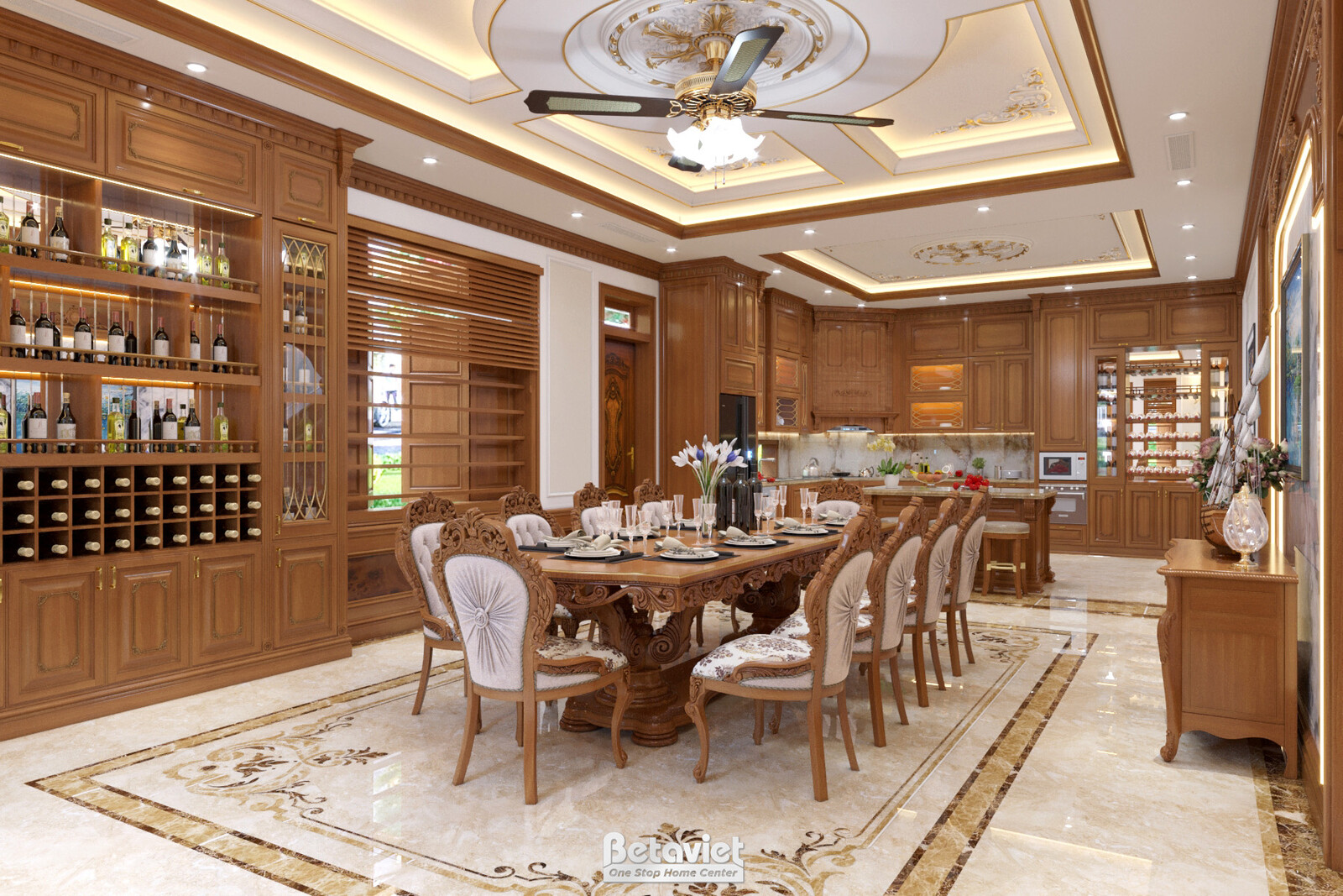 Nội thất phòng ăn biệt thự tân cổ điển NT20142 – góc nhìn 3