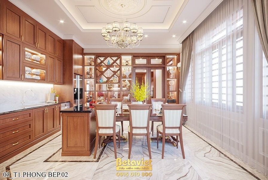 Nội thất phòng ăn biệt thự tân cổ điển NT21189 – góc nhìn 2