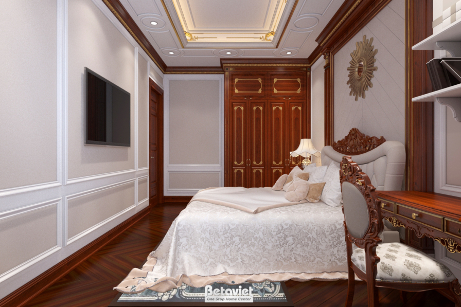 Nội thất phòng ngủ biệt thự tân cổ điển NT18104 – góc nhìn 5