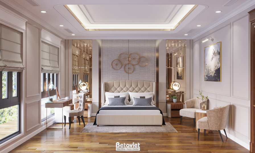 Nội thất phòng ngủ dinh thự hiện đại NT21091 – góc nhìn tổng thể