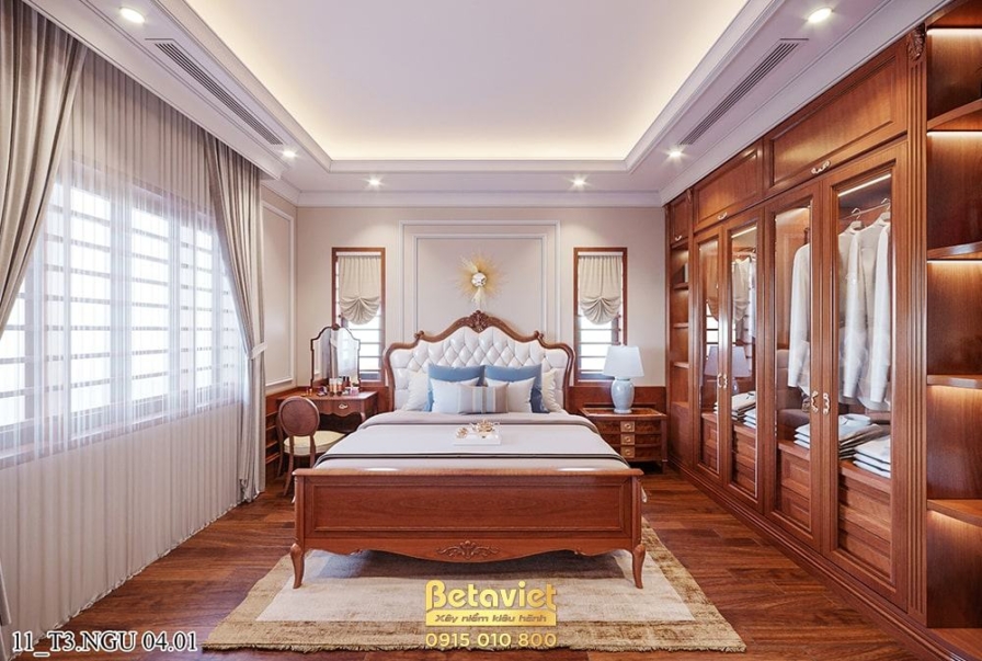 Nội thất phòng ngủ biệt thự tân cổ điển NT21189 – góc nhìn 2