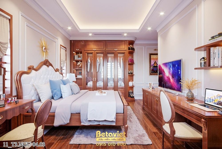 Nội thất phòng ngủ biệt thự tân cổ điển NT21189 – góc nhìn 11