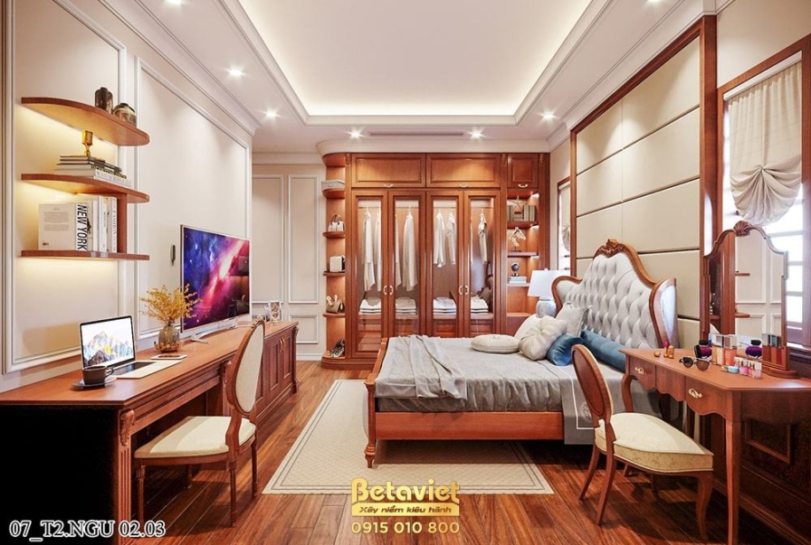 Nội thất phòng ngủ biệt thự tân cổ điển NT21189 – góc nhìn 7