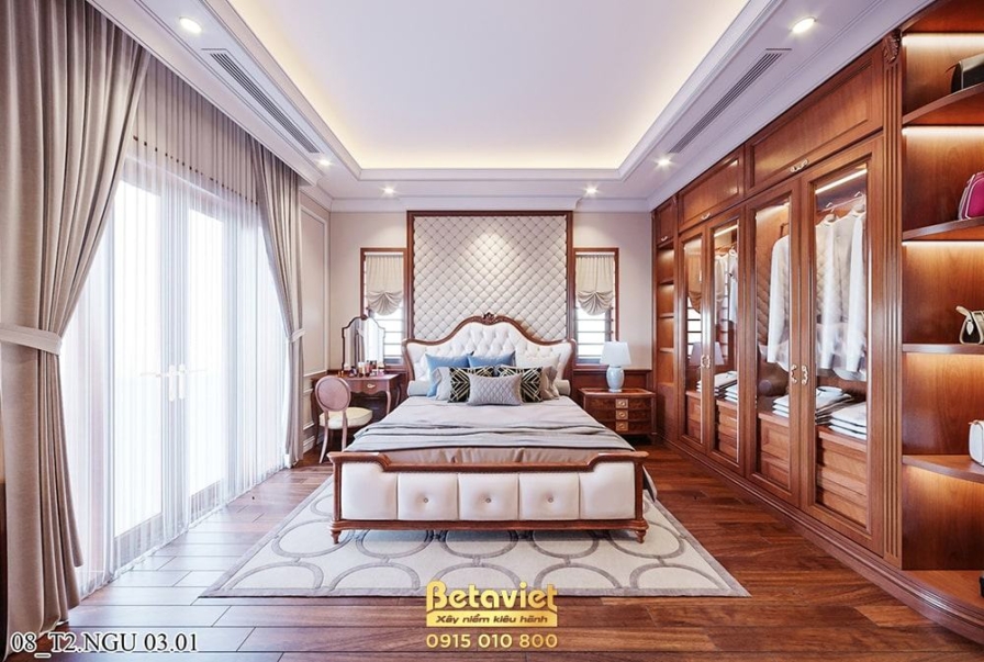 Nội thất phòng ngủ biệt thự tân cổ điển NT21189 – góc nhìn 4