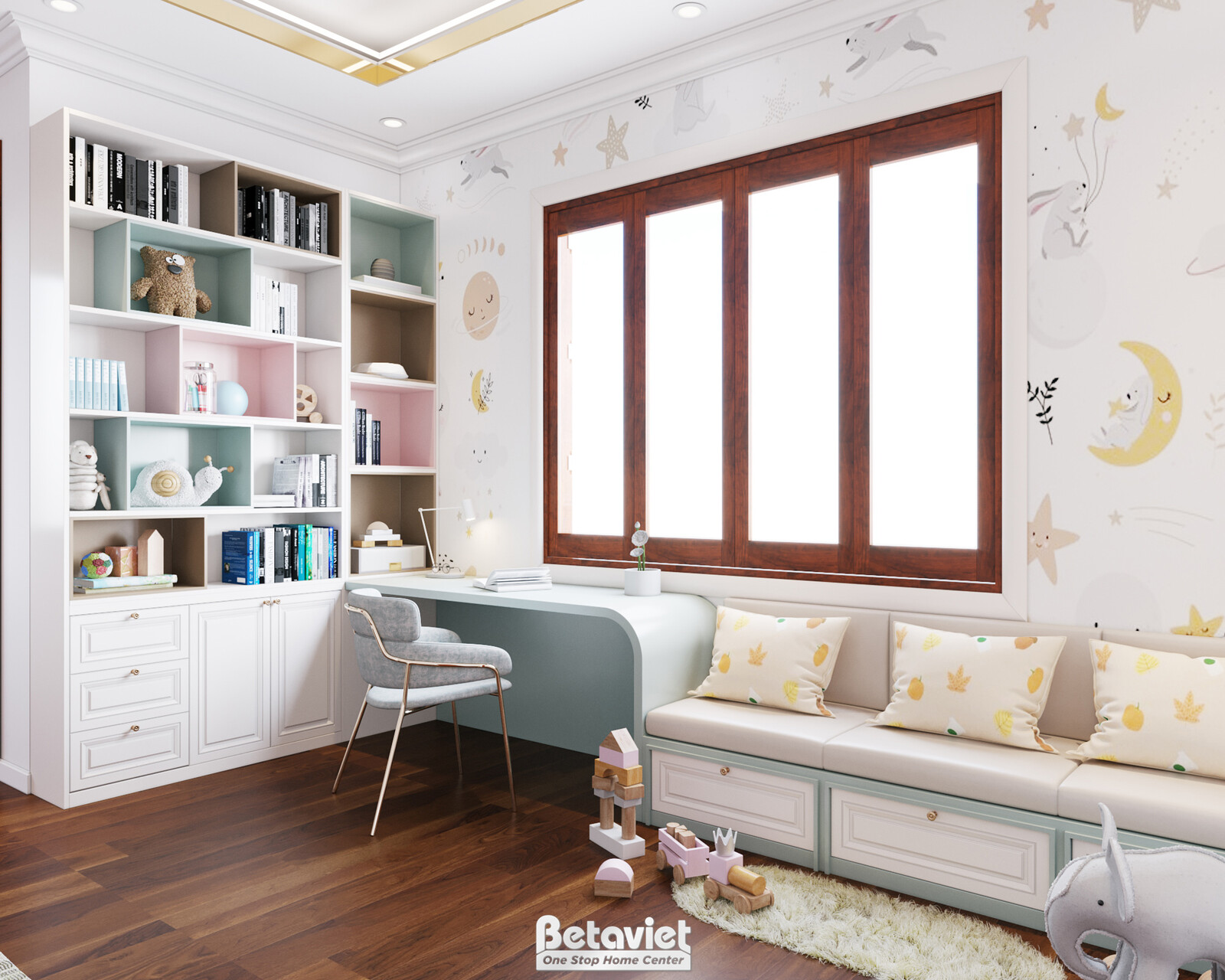 Nội thất phòng ngủ trẻ em biệt thự hiện đại KT19100 – góc nhìn 8