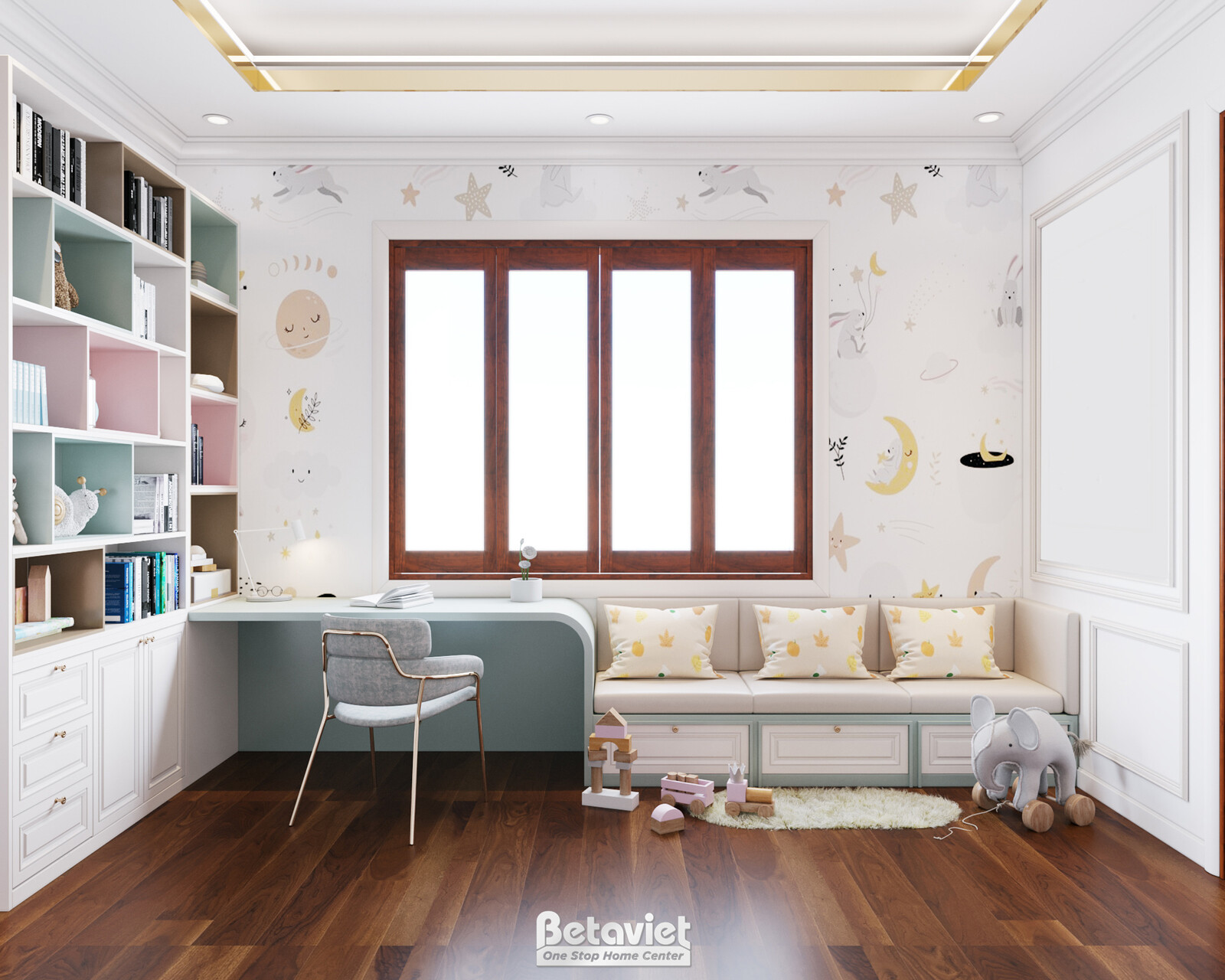 Nội thất phòng ngủ trẻ em biệt thự hiện đại KT19100 – góc nhìn 7