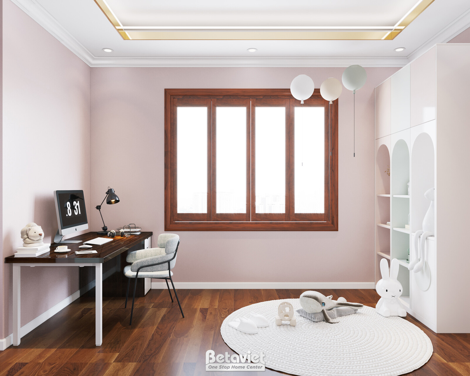 Nội thất phòng ngủ trẻ em biệt thự hiện đại KT19100 – góc nhìn 9