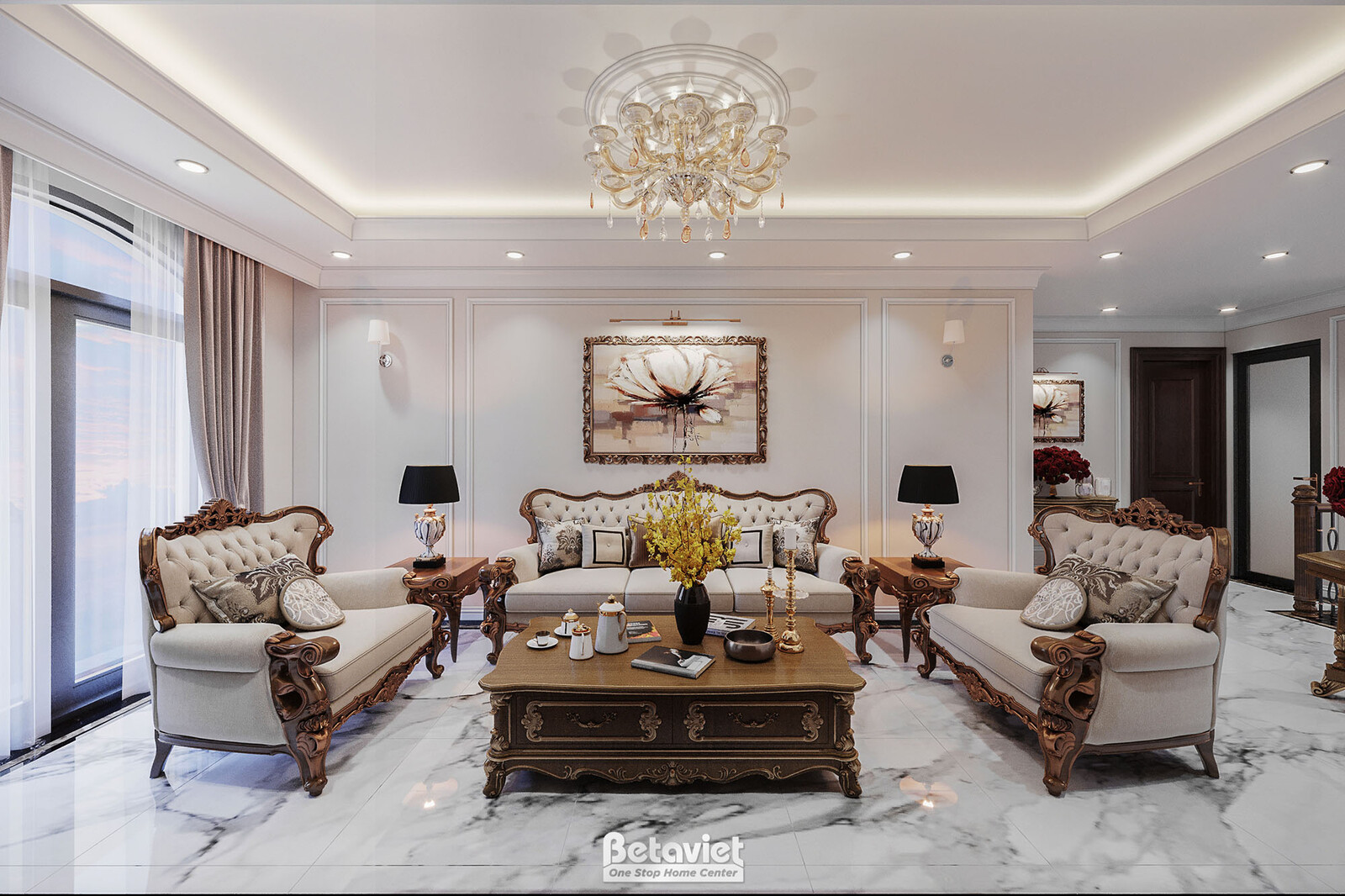 Nội thất phòng sinh hoạt chung biệt thự Art Deco NT21015 – góc nhìn 2