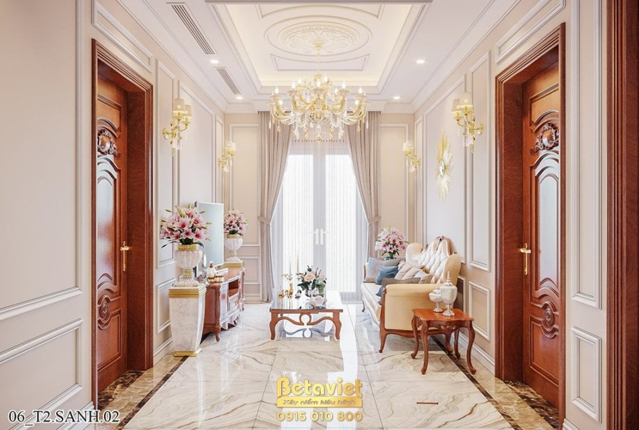Nội thất phòng sinh hoạt chung biệt thự tân cổ điển NT21189 – góc nhìn 2