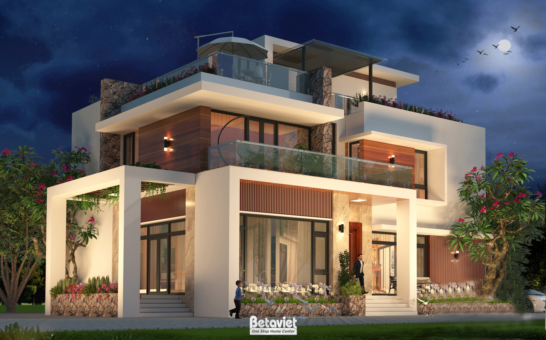 Biệt thự 2 tầng mái bằng hiện đại 450m2 tại Phú Thọ