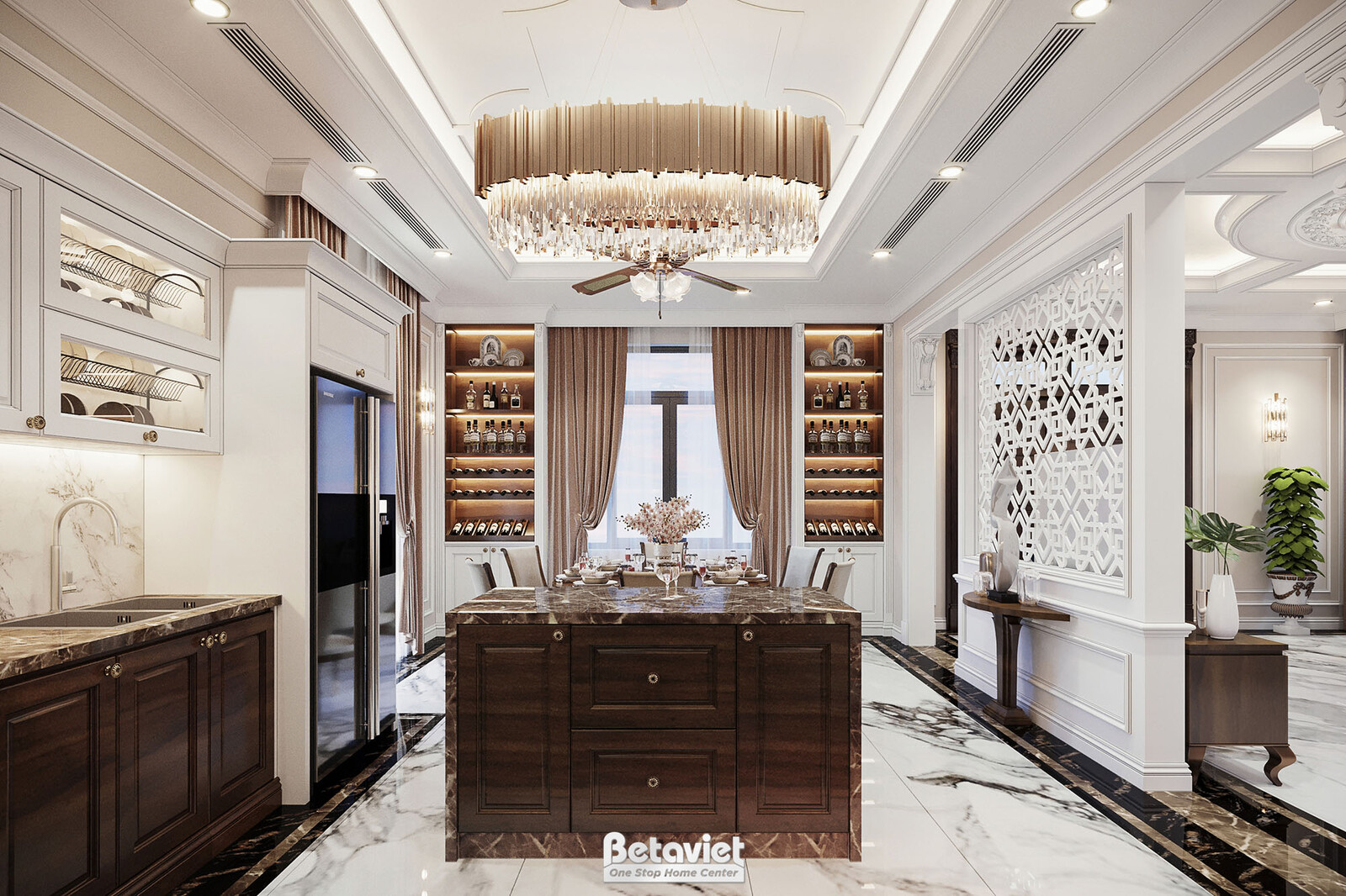 Nội thất phòng ăn biệt thự Art Deco NT21015 – góc nhìn 3
