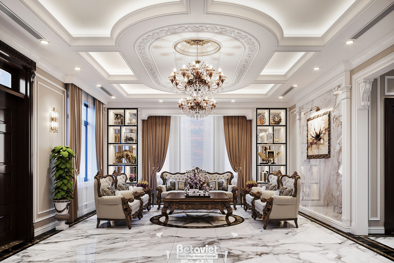 Nội thất phòng khách biệt thự Art Deco NT21015 – góc nhìn 2