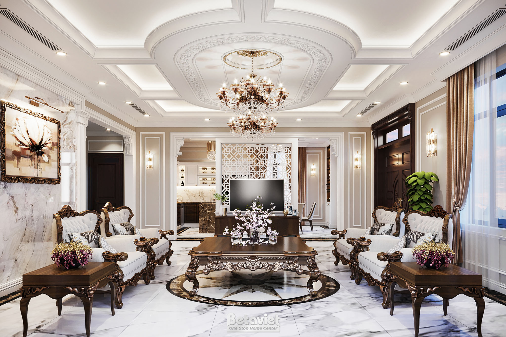 Thiết kế nội thất phòng khách biệt thự Art Deco NT21015