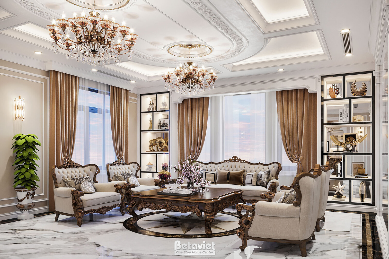 Nội thất phòng khách biệt thự Art Deco NT21015 – góc nhìn 3