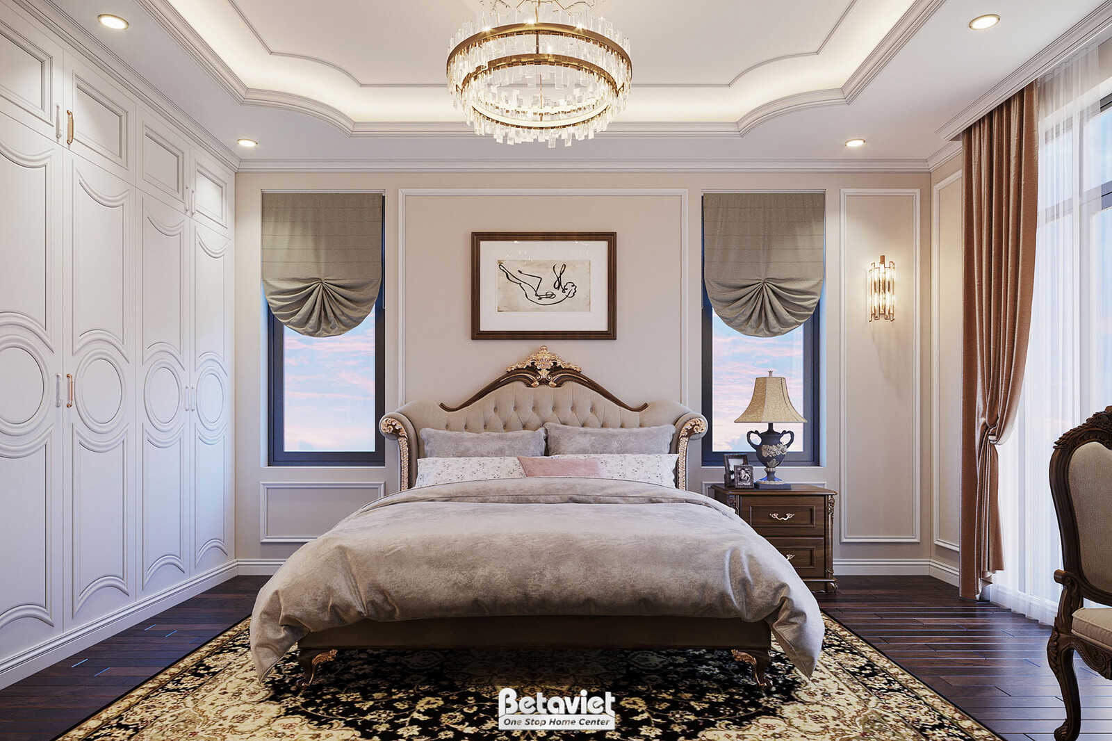 Nội thất phòng ngủ biệt thự Art Deco NT21015 – góc nhìn 2