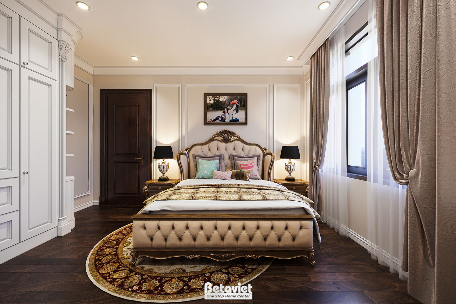 Nội thất phòng ngủ biệt thự Art Deco NT21015 – góc nhìn tổng thể