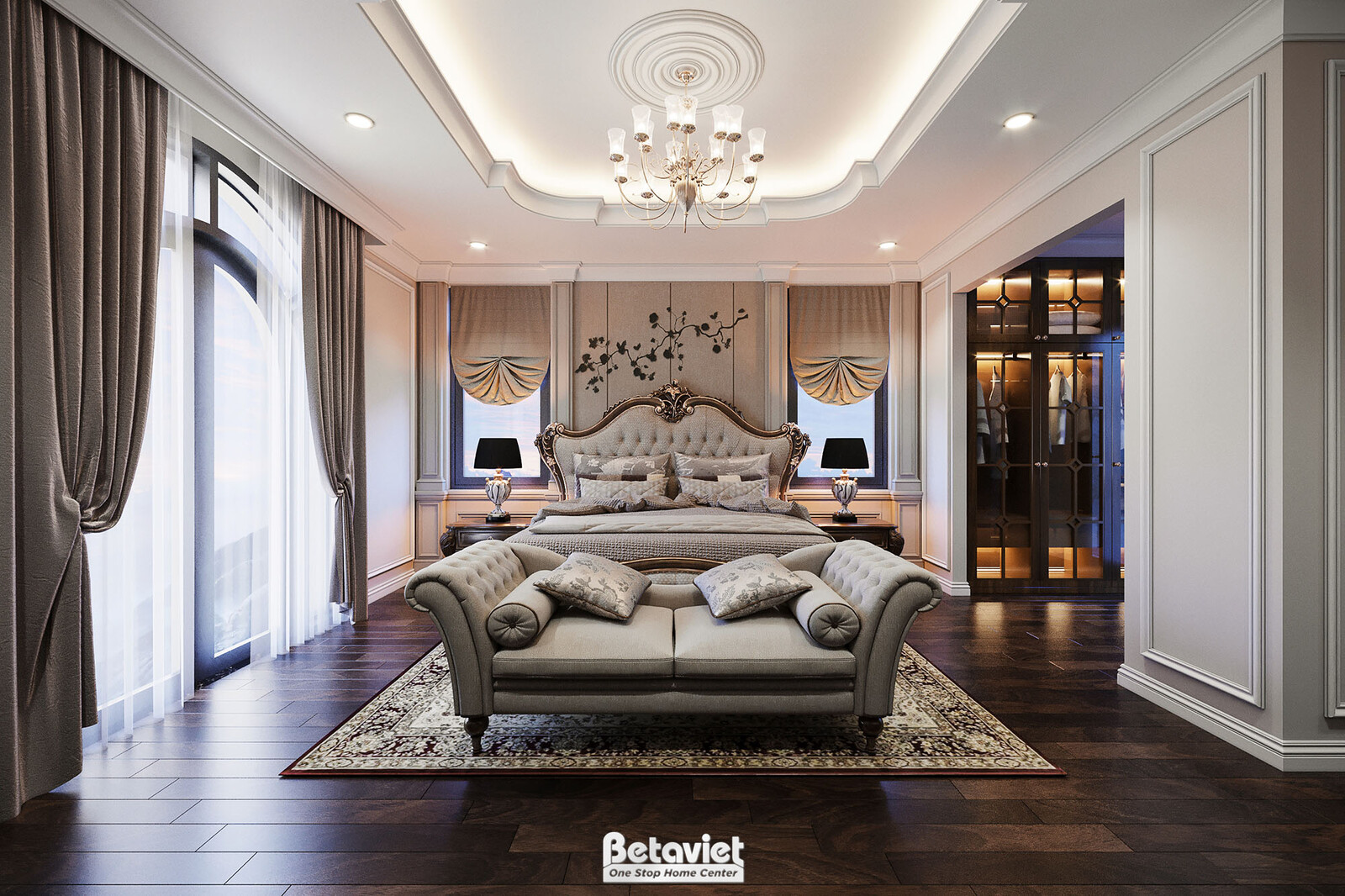Nội thất phòng ngủ biệt thự Art Deco NT21015 – góc nhìn 4