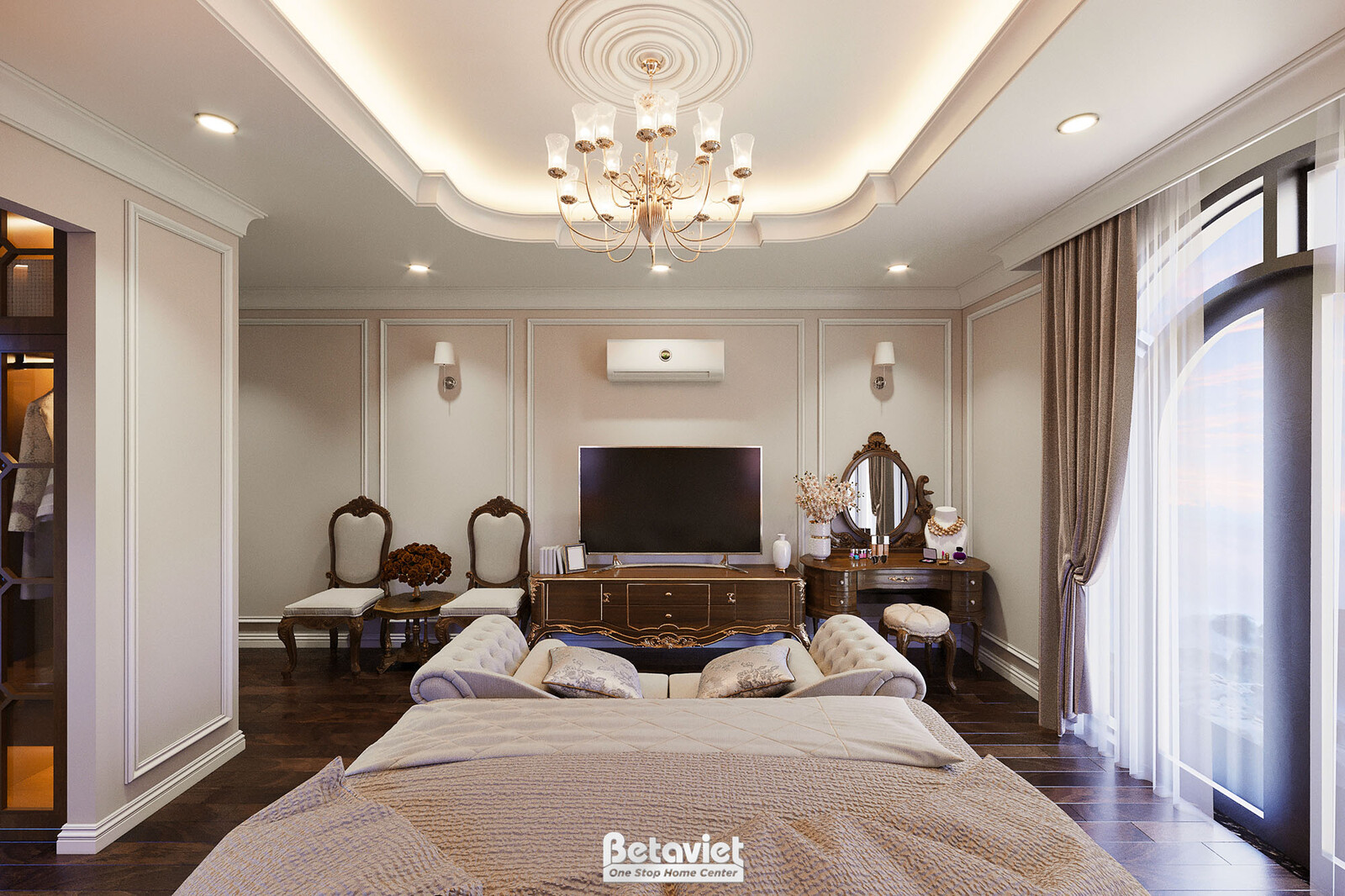 Nội thất phòng ngủ biệt thự Art Deco NT21015 – góc nhìn 8