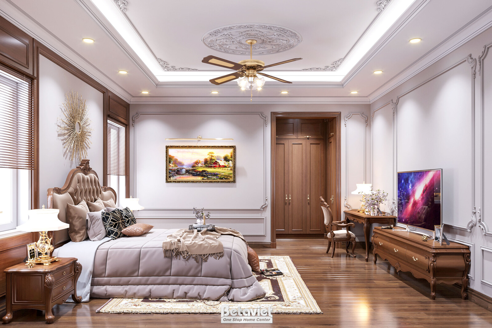 Nội thất phòng ngủ biệt thự tân cổ điển NT20121 – góc nhìn 15
