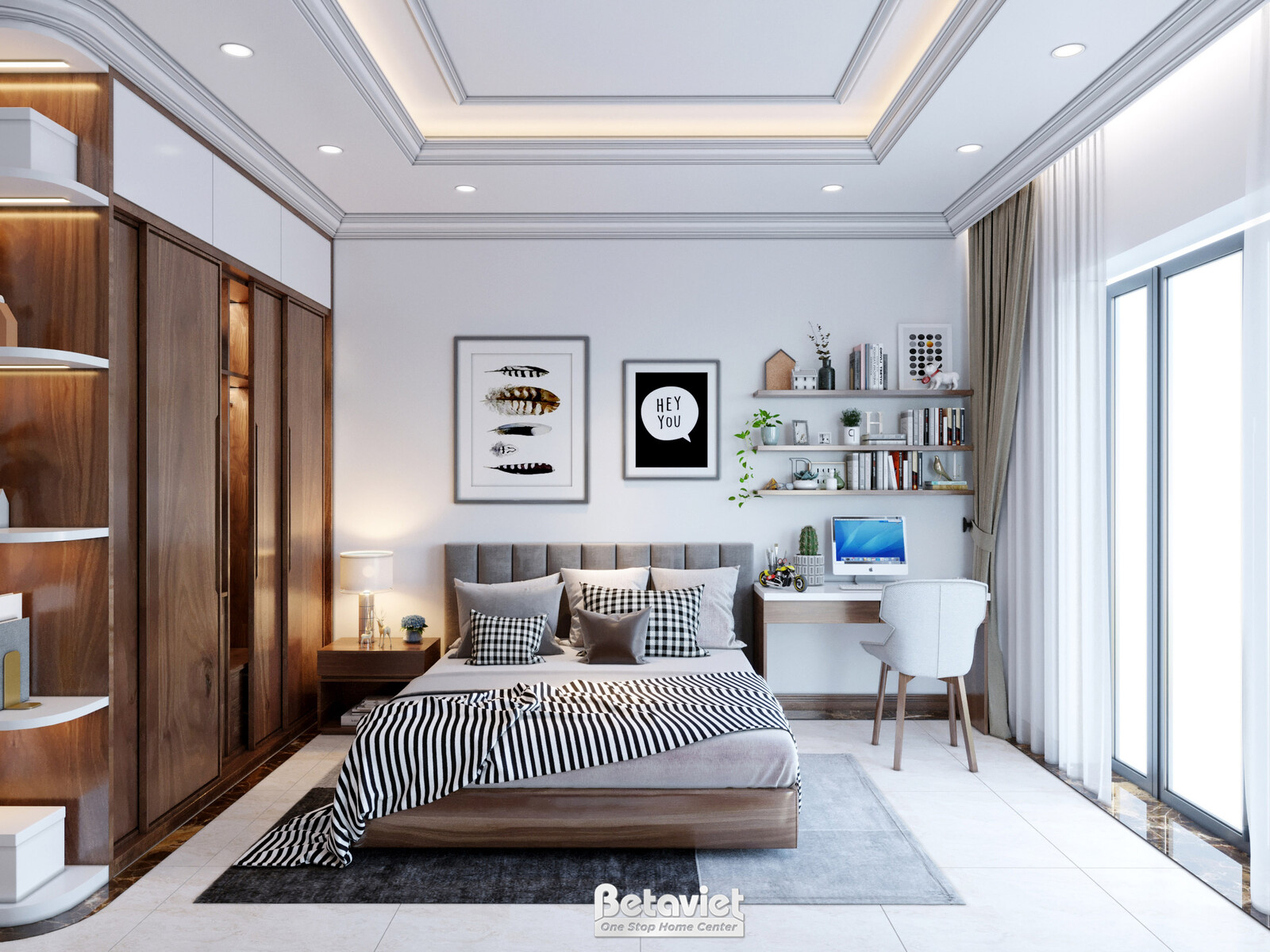Nội thất phòng ngủ biệt thự hiện đại gỗ KT21112 – góc nhìn 8