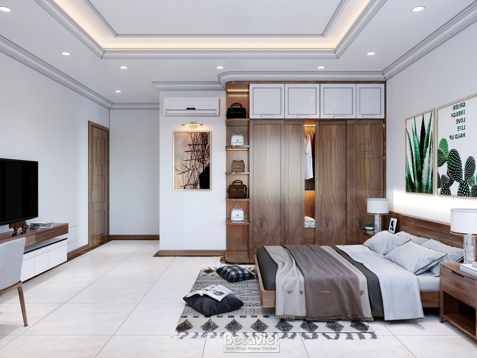 Nội thất phòng ngủ biệt thự hiện đại gỗ KT21112 – góc nhìn 11