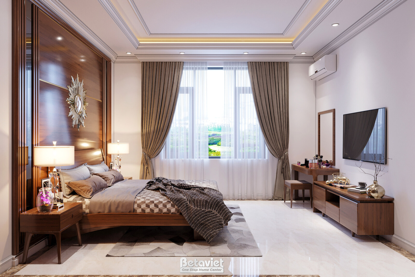 Nội thất phòng ngủ biệt thự hiện đại gỗ KT21112 – góc nhìn 12