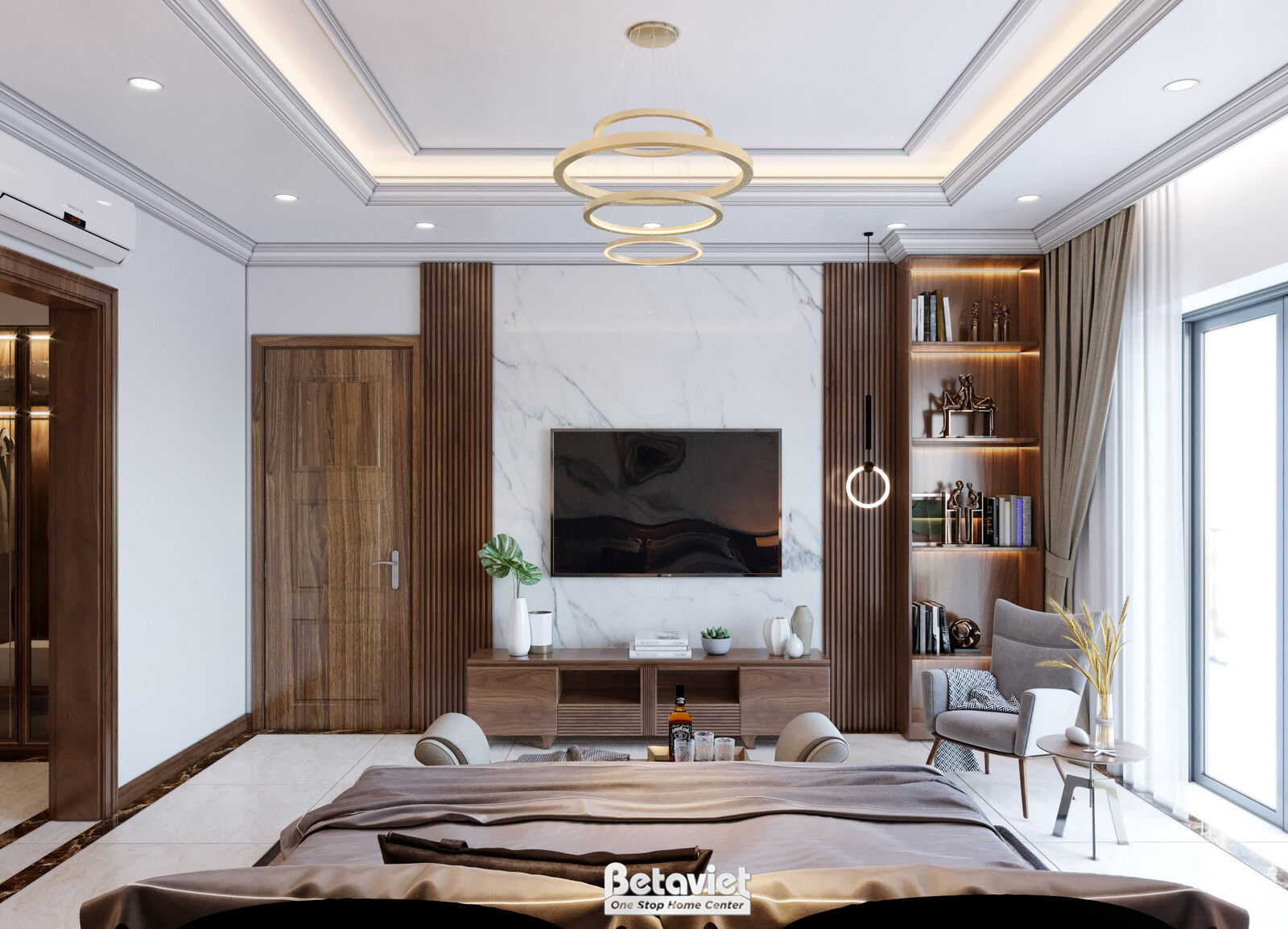Nội thất phòng ngủ biệt thự hiện đại gỗ KT21112 – góc nhìn 4