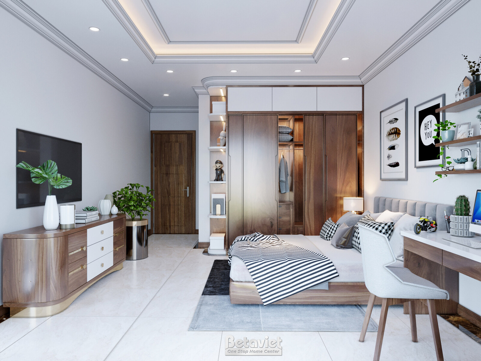 Nội thất phòng ngủ biệt thự hiện đại gỗ KT21112 – góc nhìn 6