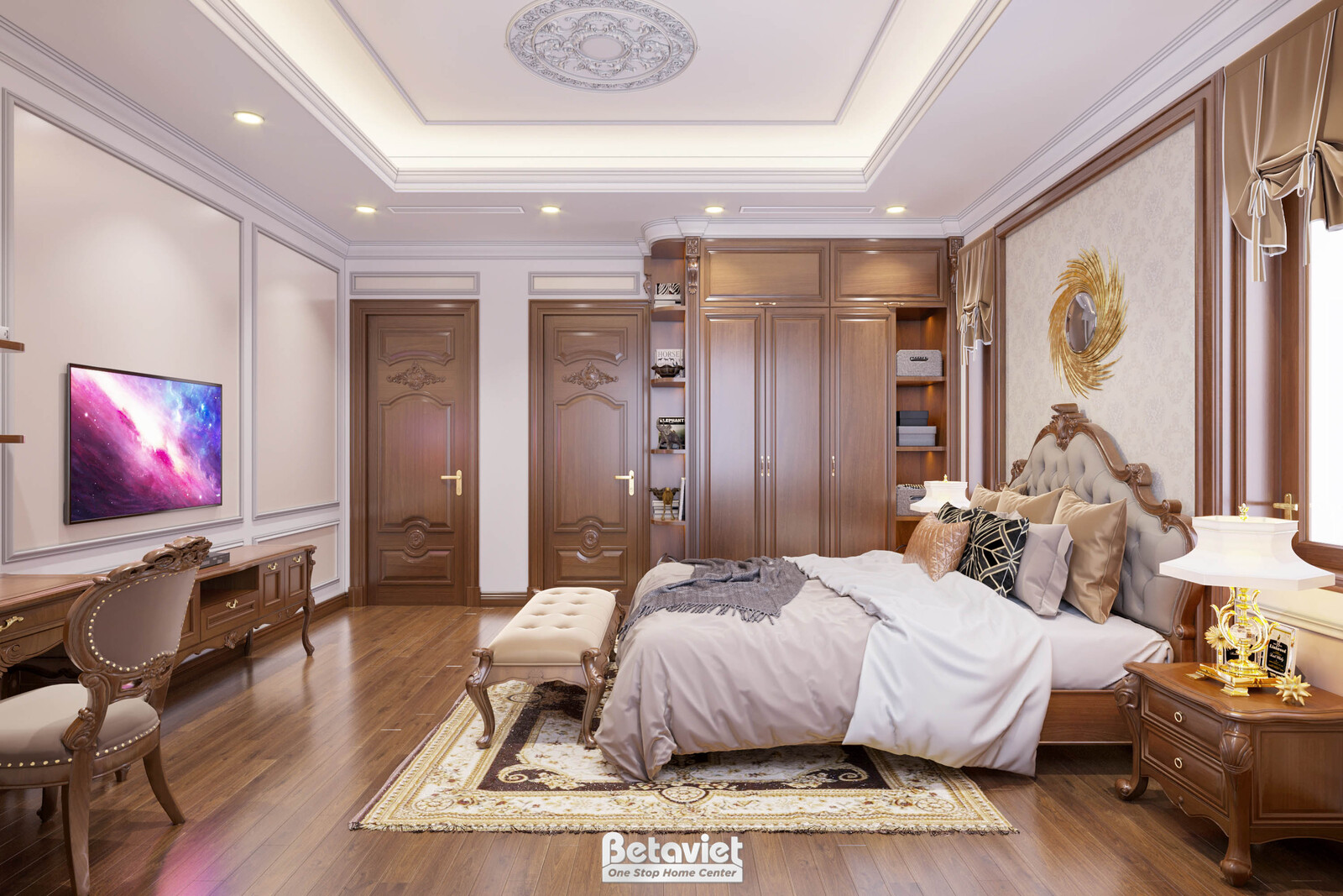 Nội thất phòng ngủ trẻ em biệt thự tân cổ điển NT21122 – góc nhìn 2