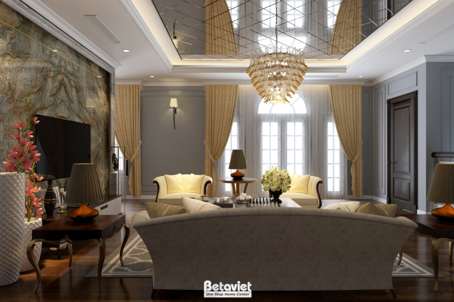 Nội thất phòng sinh hoạt chung biệt thự Art Deco NT19106 – góc nhìn 3