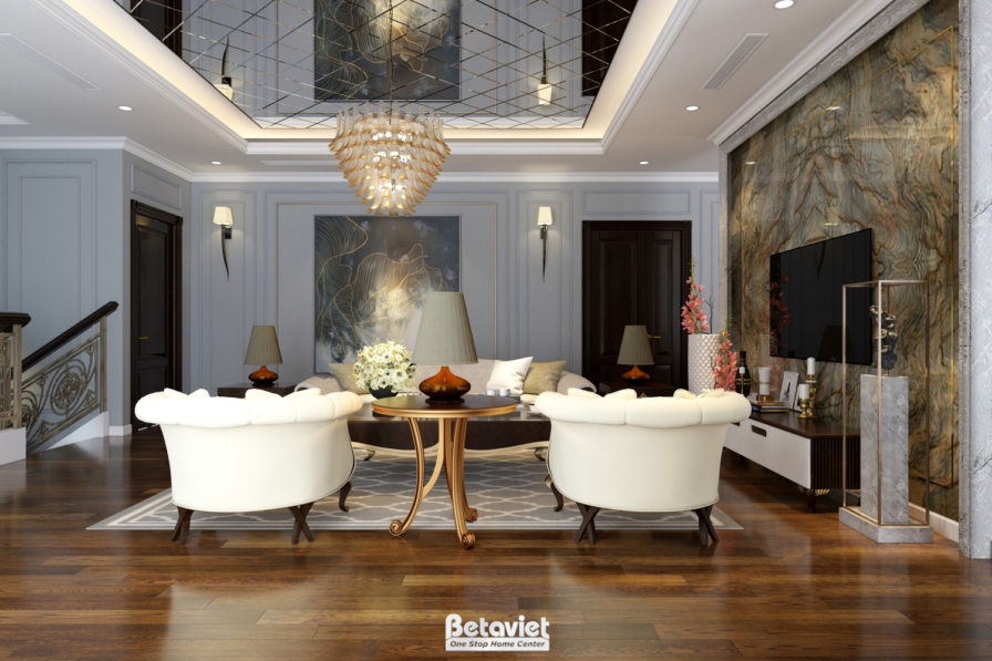 Nội thất phòng sinh hoạt chung biệt thự Art Deco NT19106 – góc nhìn 2