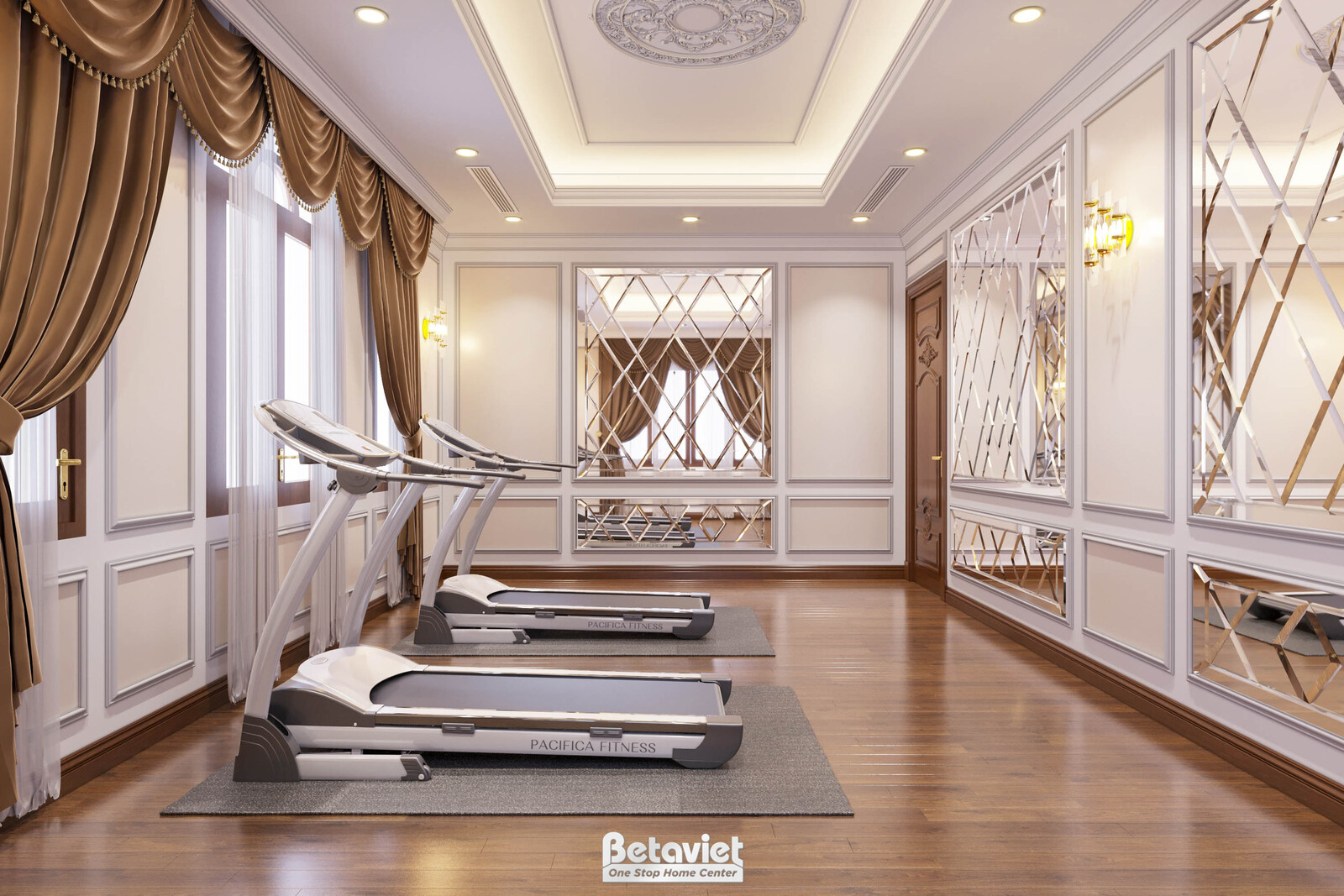 Nội thất phòng tập gym biệt thự tân cổ điển NT21122 – góc nhìn 2