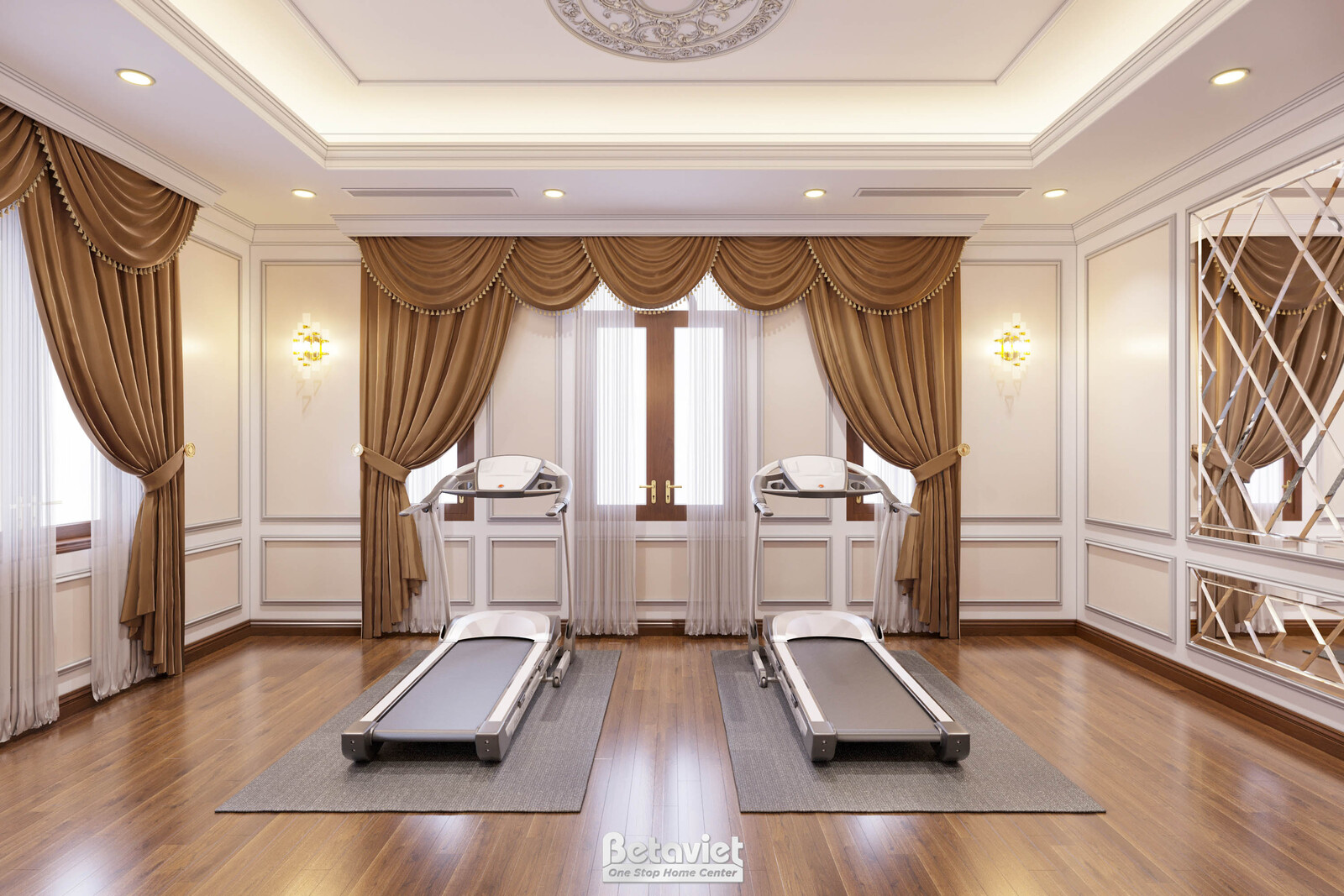 Nội thất phòng tập gym biệt thự tân cổ điển NT21122 – góc nhìn 3