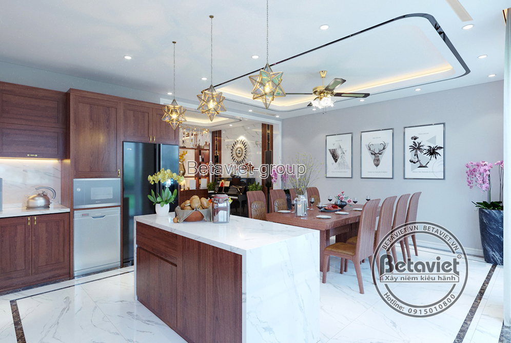Mẫu thiết kế phòng bếp biệt thự hiện đại NT20107