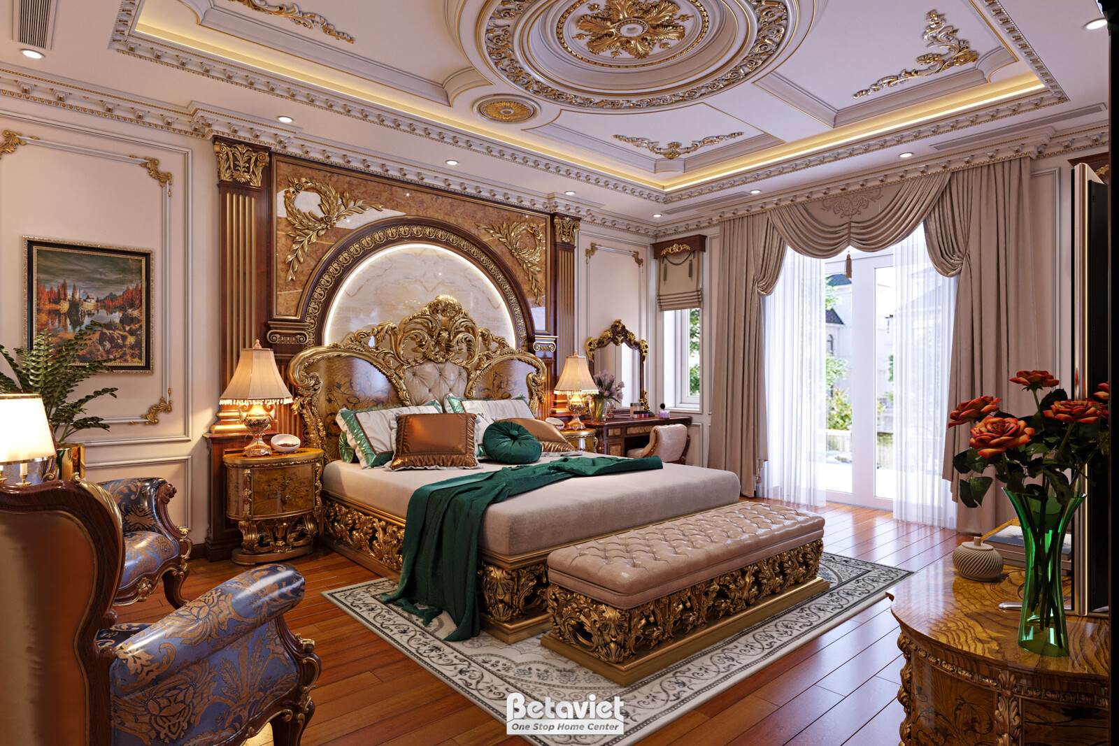 Nội thất phòng ngủ biệt thự tân cổ điển NT21120 – góc nhìn 12