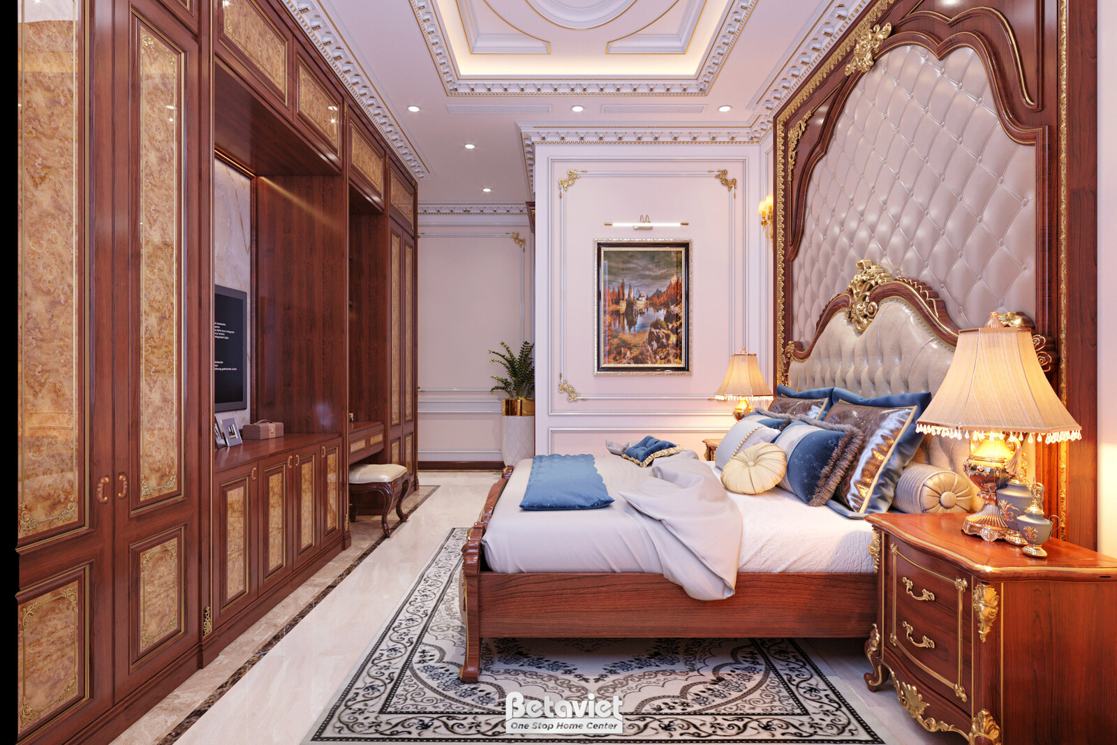 Nội thất phòng ngủ biệt thự tân cổ điển NT21120 – góc nhìn 6
