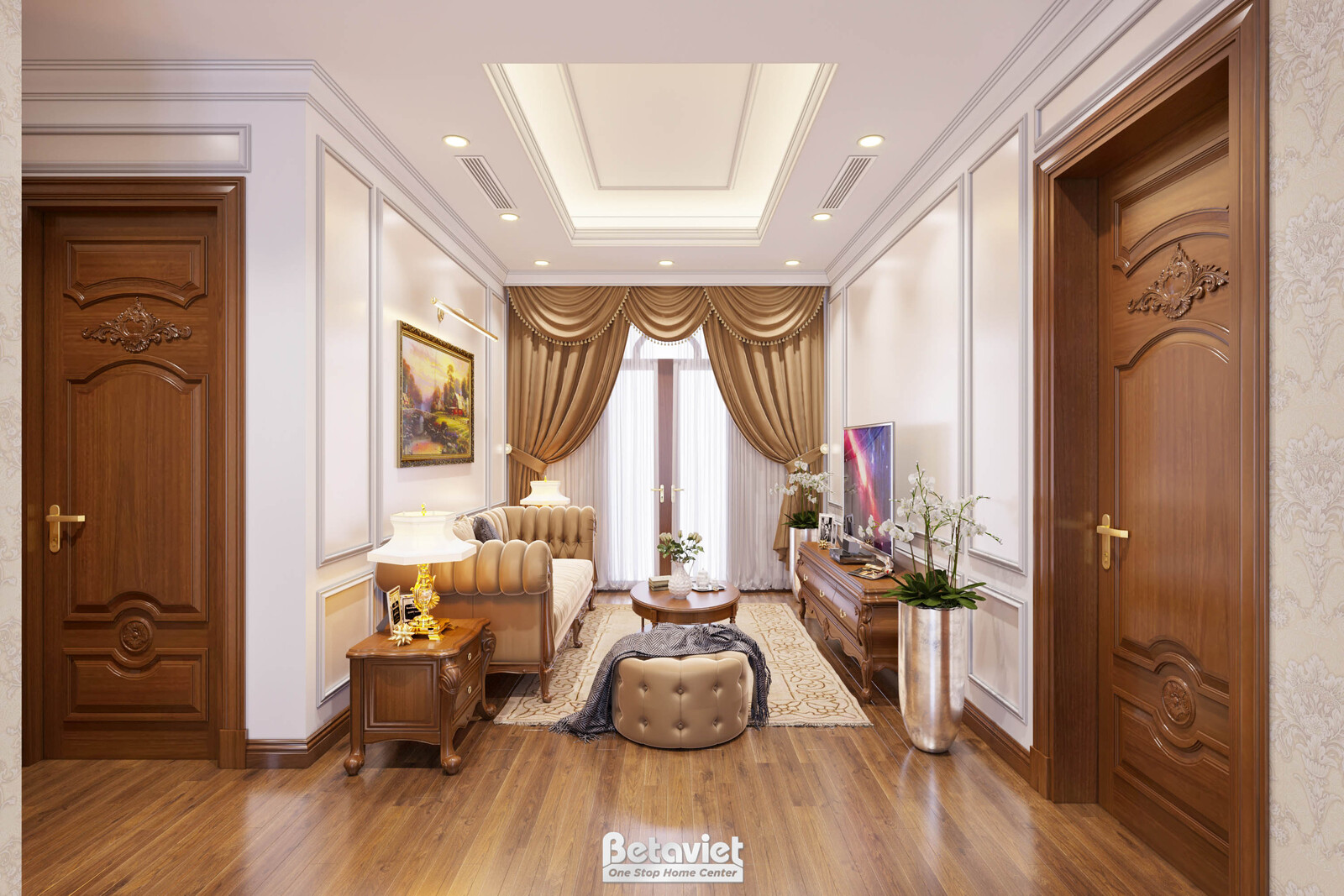Nội thất cầu thang biệt thự tân cổ điển NT21122 – góc nhìn 2