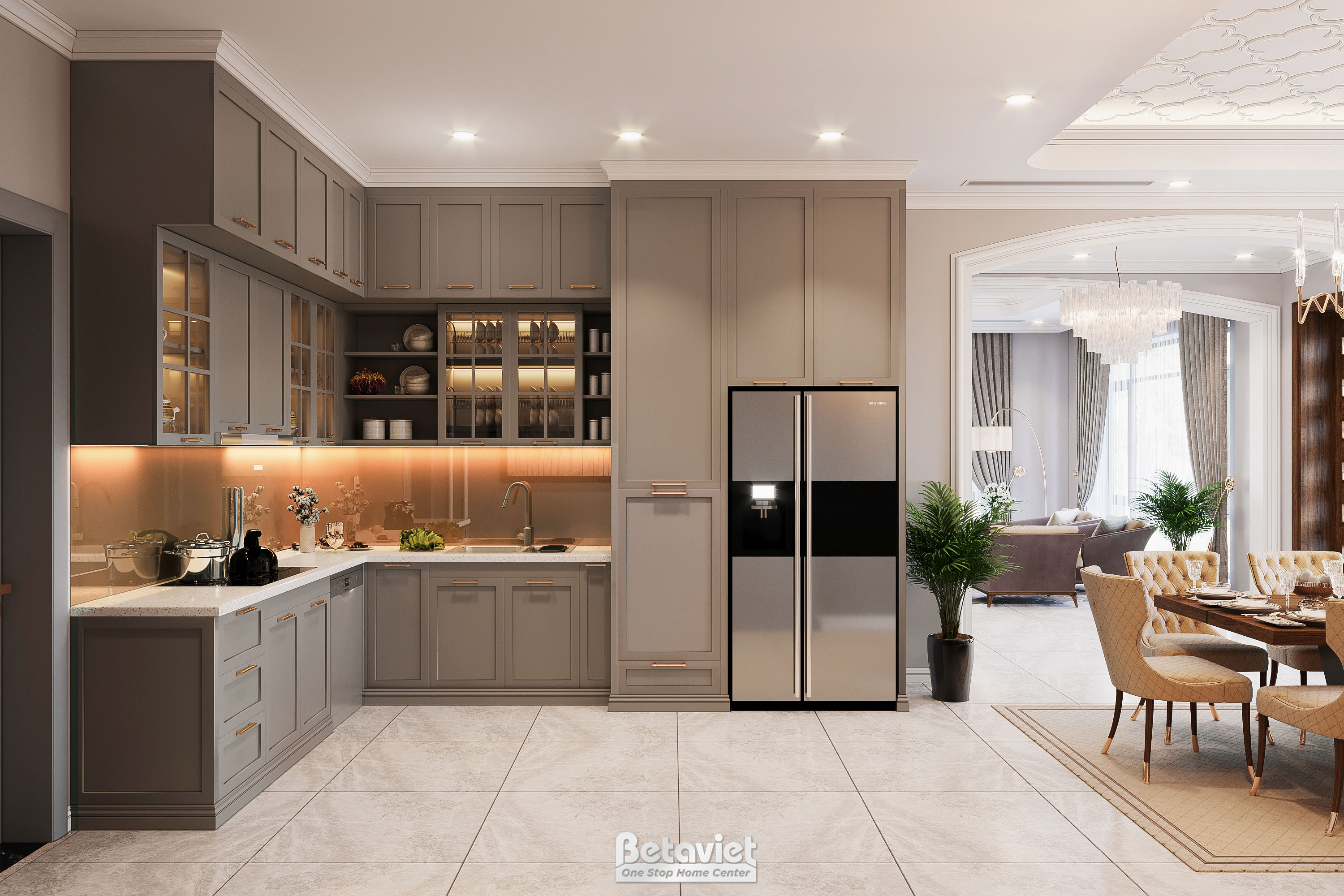 Thiết kế nội thất phòng bếp biệt thự hiện đại NT20243