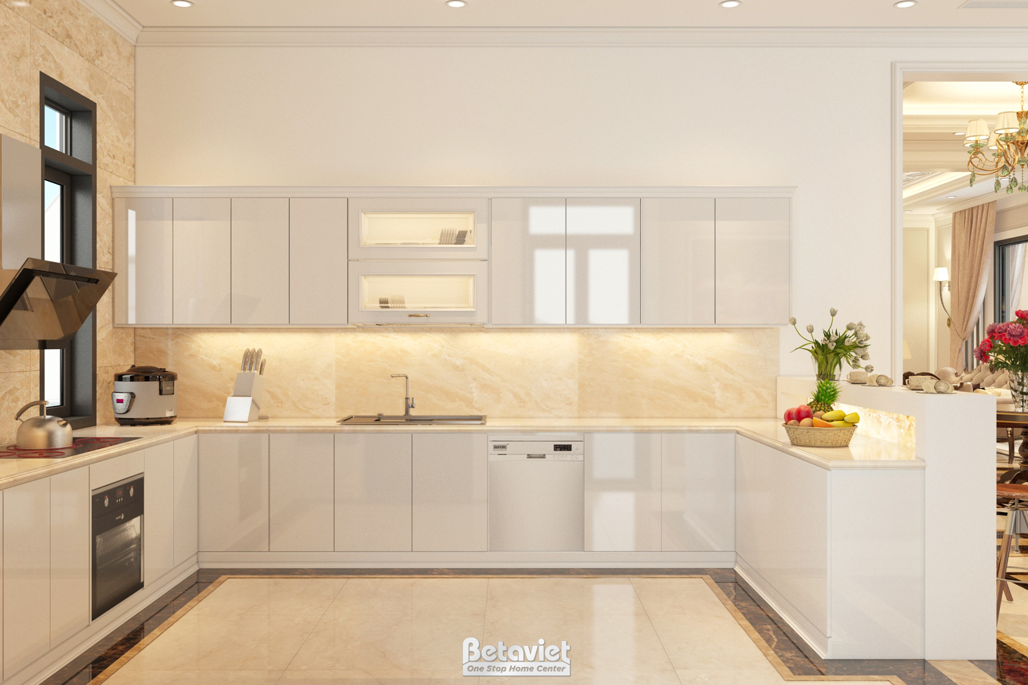 Thiết kế nội thất phòng bếp biệt thự Art Deco NT18109