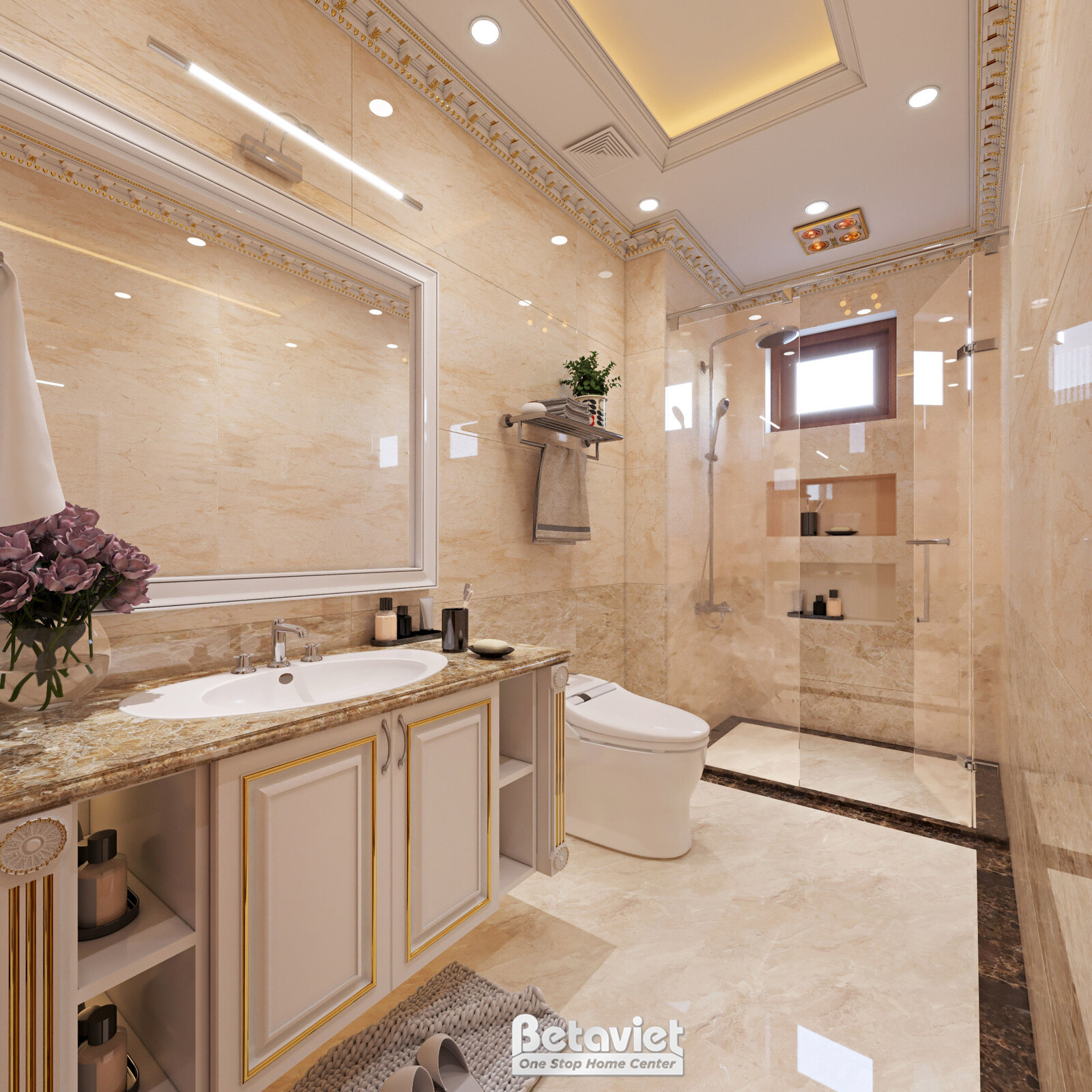 Nội thất phòng tắm biệt thự tân cổ điển NT21126 – góc nhìn 5