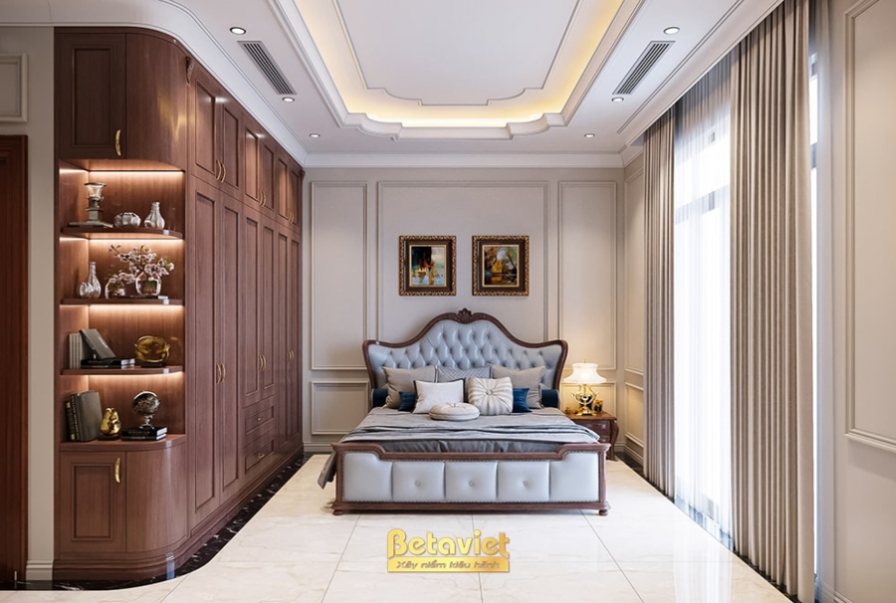 Nội thất phòng ngủ biệt thự tân cổ điển NT21102A – góc nhìn 2